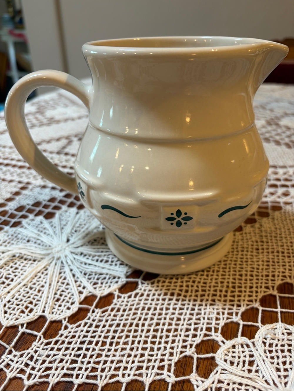 Woven traditions green heritage Longaberger quart pitcher